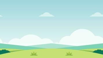 Blue Sky In The Grassfield Simple Looping Animation Blank Cartoon Landscape Video Background