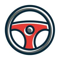 Steering Wheel Vector Thick Line Filled Dark Colors