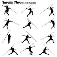 Collection of illustrations of the javelin throwing sport vector