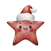 Star Cute Wearing A  Santa Hat  AI Generative png