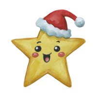 Estrela fofa vestindo uma santa chapéu ai generativo png