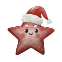 Estrela fofa vestindo uma santa chapéu ai generativo png