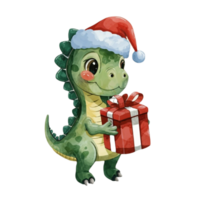 dinosaurio vistiendo un Papa Noel sombrero ai generativo png