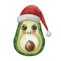 Avocado Wearing A Santa Hat  AI Generative png