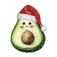Avocado Wearing A Santa Hat  AI Generative png