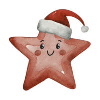 Estrela fofa vestindo uma santa chapéu ai generativo png