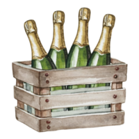 Champagne Caisse bois bouteille ai génératif png