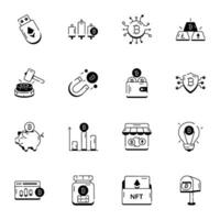 Bundle of Cryptocurrency Market Linear Icons vector