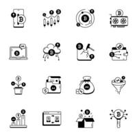 Bundle of Cryptocurrencies Linear Icons vector