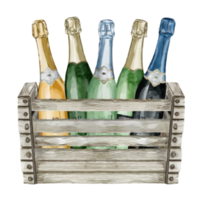 Champagne Crate Wood Bottle AI Generative png