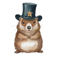 marmota contento sonrisa vestir un del mago sombrero ai generativo png