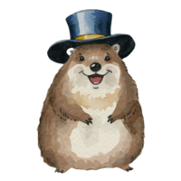 marmotte content sourire porter une de magicien chapeau ai génératif png