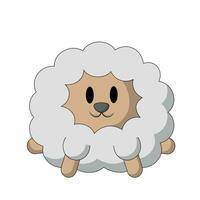 Cute cartoon fluffy sheep in color vector