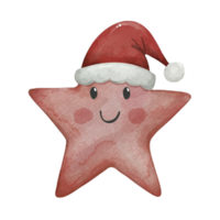 Star Cute Wearing A  Santa Hat  AI Generative png