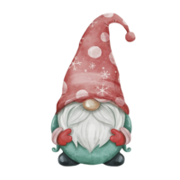 Noël gnome portant une Père Noël chapeau ai génératif png