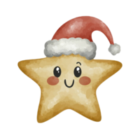 Star Cute Wearing A  Santa Hat  AI Generative png