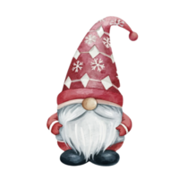 Noël gnome portant une Père Noël chapeau ai génératif png