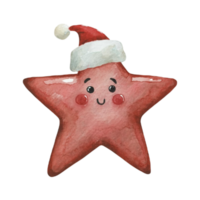 Estrela fofa vestindo uma santa chapéu ai generativo png