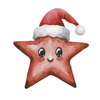 Estrela fofa vestindo uma santa chapéu ai generativo png