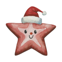 Estrela fofa vestindo uma santa chapéu ai generativo png