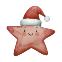 Star Cute Wearing A  Santa Hat  AI Generative png