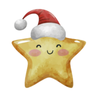 Star Cute Wearing A  Santa Hat  AI Generative png