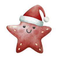 Star Cute Wearing A  Santa Hat  AI Generative png