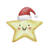 Star Cute Wearing A  Santa Hat  AI Generative png