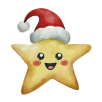 Star Cute Wearing A  Santa Hat  AI Generative png