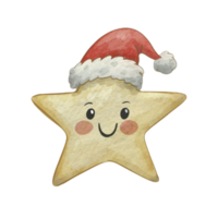 Estrela fofa vestindo uma santa chapéu ai generativo png