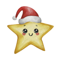 Star Cute Wearing A  Santa Hat  AI Generative png