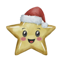 étoile mignonne portant une Père Noël chapeau ai génératif png