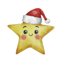 étoile mignonne portant une Père Noël chapeau ai génératif png
