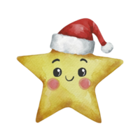 Estrela fofa vestindo uma santa chapéu ai generativo png