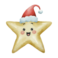 Star Cute Wearing A  Santa Hat  AI Generative png