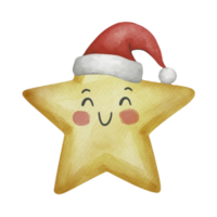 Star Cute Wearing A  Santa Hat  AI Generative png