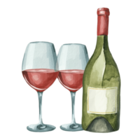 vinho vidro e garrafa ai generativo png