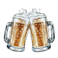 Two Beer Glasses Collide AI Generative png