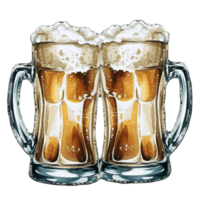 Two Beer Glasses Collide AI Generative png