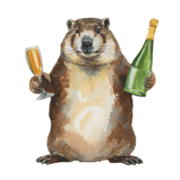 marmotta Tenere Champagne bottiglia ai generativo png