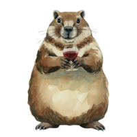 marmotta Tenere un' vino bicchiere ai generativo png