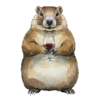 marmotta Tenere un' vino bicchiere ai generativo png