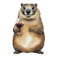 marmota participación un vino vaso ai generativo png