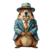 Groundhog Wearing A Suit AI Generative png