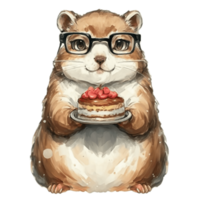 marmotte en portant gâteau ai génératif png