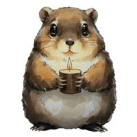 Groundhog Holding Candle AI Generative png