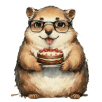 marmotte en portant gâteau ai génératif png