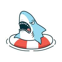 angry shark inflatable ring icon vector