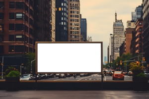 City Billboard Advertising Mockup with Bokeh Skyline, ai generated png