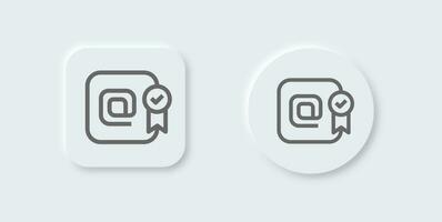 Official line icon in neomorphic design style. Certificate signs vector illustration.